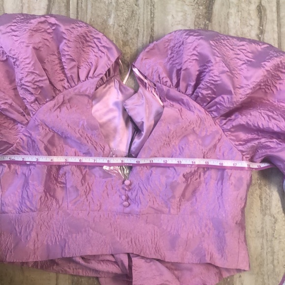 NWT Bardot Blouse Puff Sleeve V-Neck Tie back Size 6 Small - Picture 14 of 16